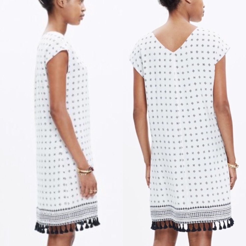 Madewell scatter‎ blocks tassel shirt dress